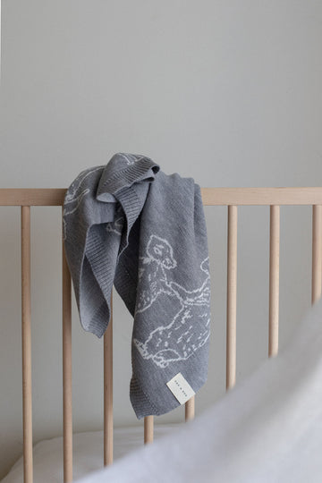 The Bears Merino Blanket - Grey