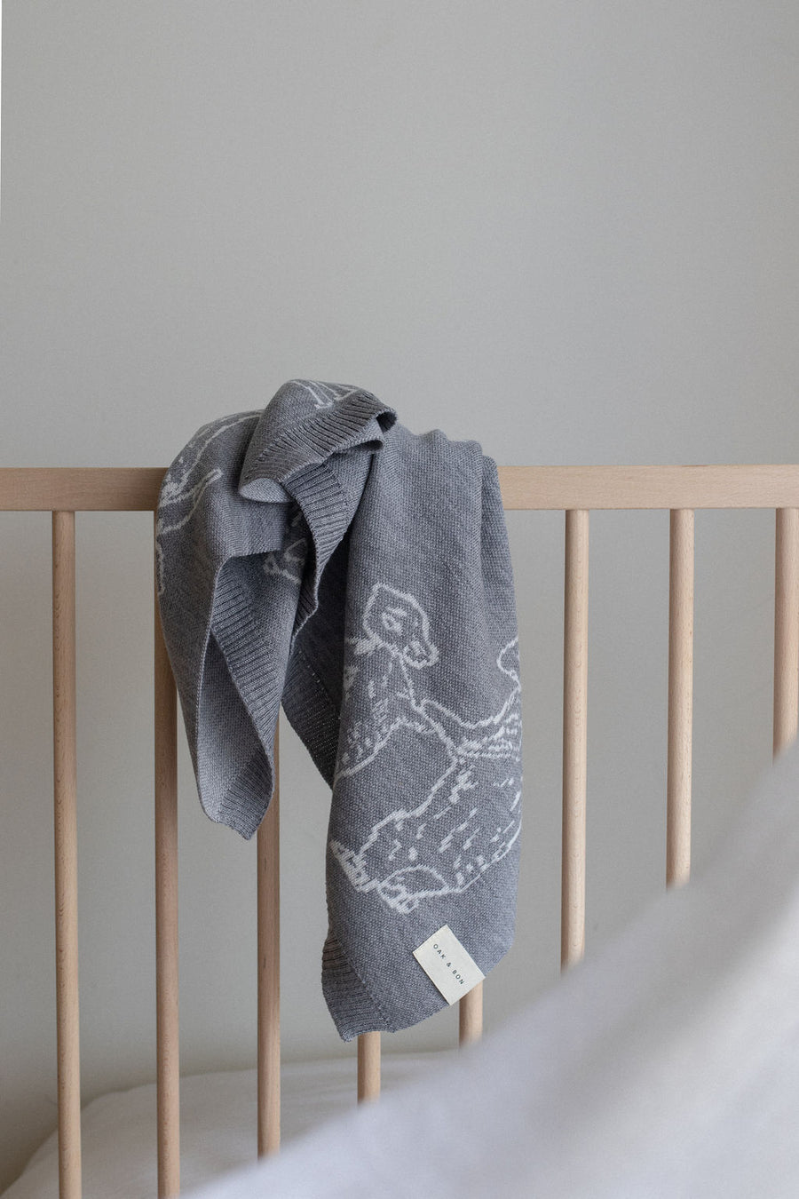 The Bears Merino Blanket - Grey